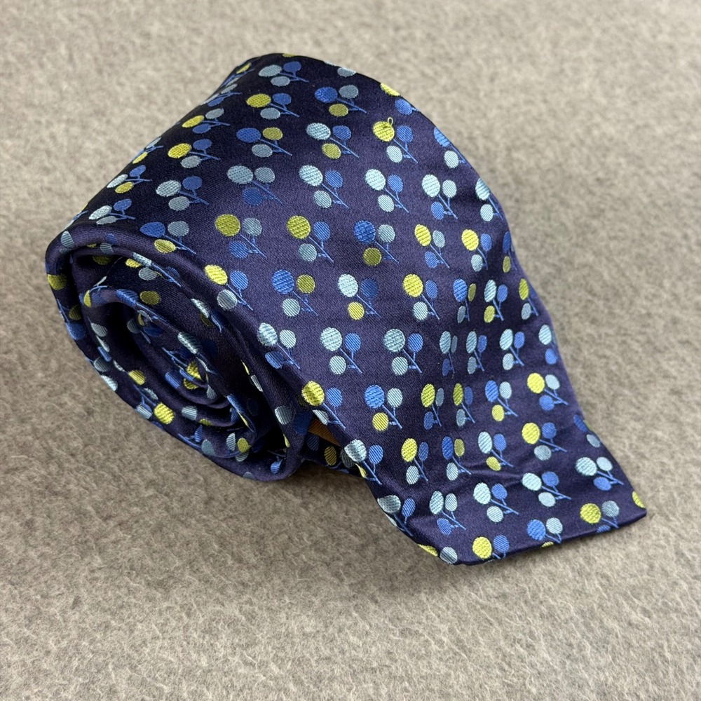 Ted Baker London Mens Navy Blue Silk Floral Geometric Tie Hand Tailored 60x3.4"